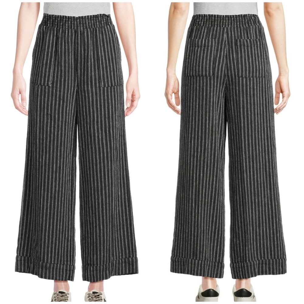 Time and Tru Linen Blend Smocked Waist Wide Leg Pants - medium